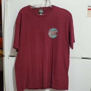 Santa Cruz Skateboards Burgundy Short Sleeve Tee Size L